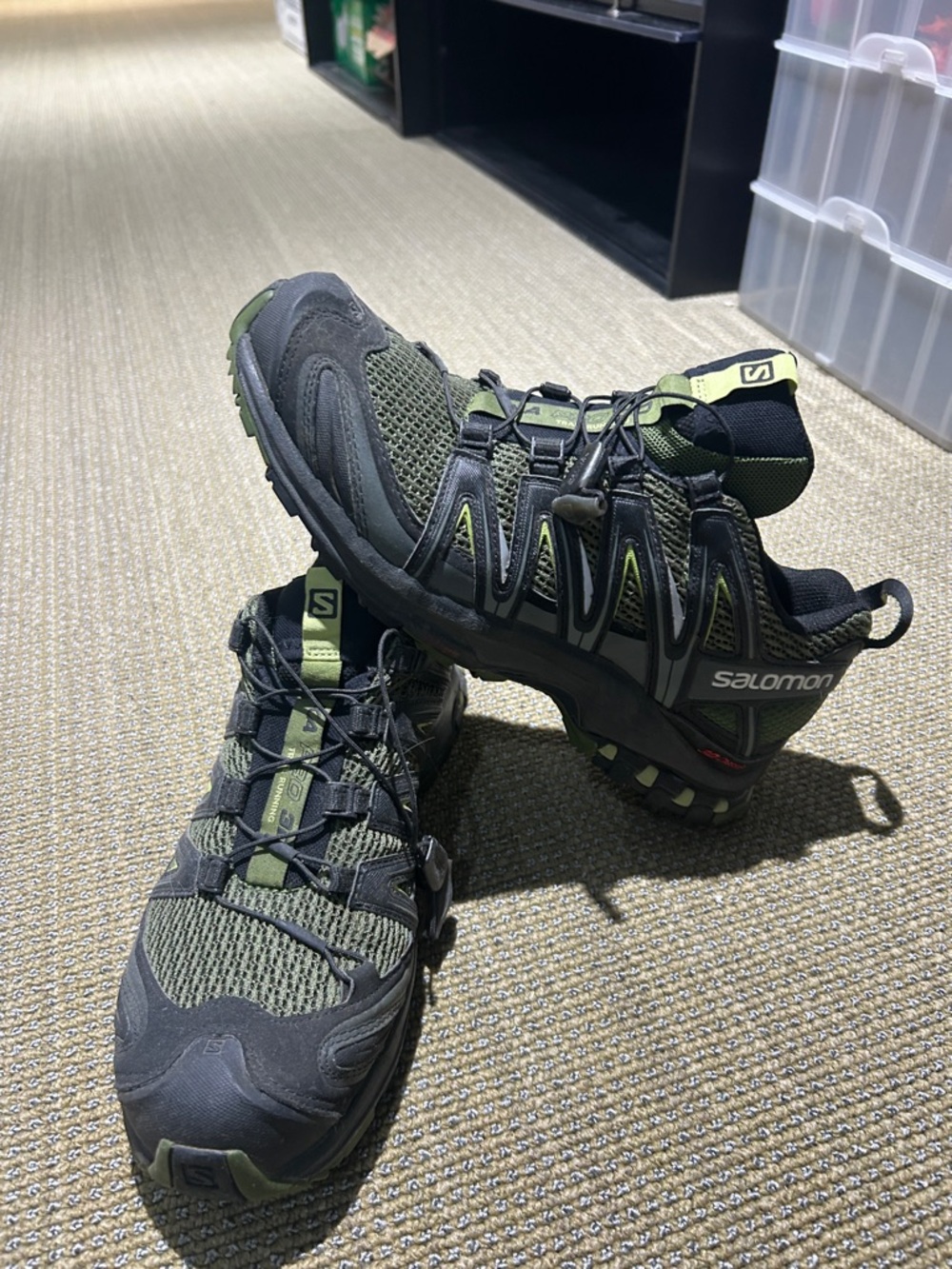 Salomon Olive Green and Black Men's Trail Trainers